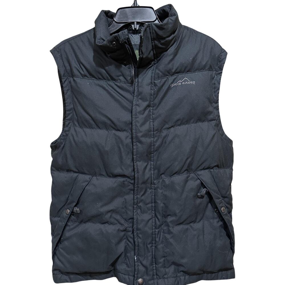 Eddie Bauer Vest Men Small Black Goose Down Puffer EB550 Quilted Insulated